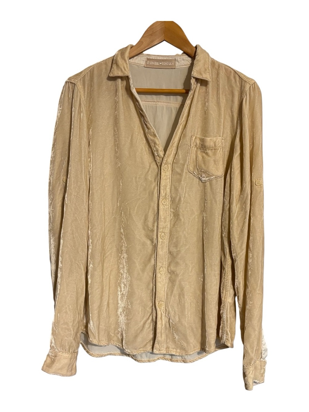 CP Shades x Gorsuch Silk Blend Velvet Champagne button up sleeve Women’s size M